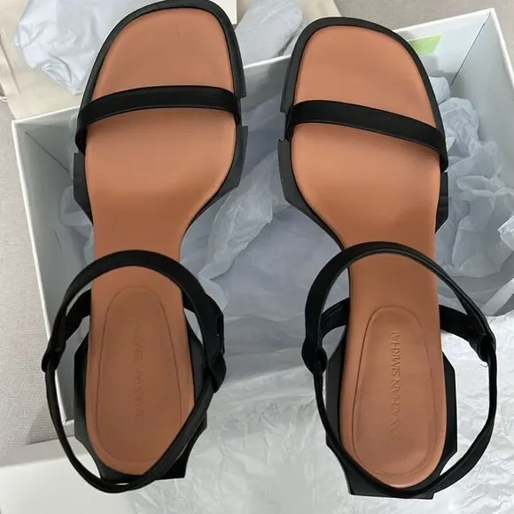 Simkhai Roma Heeled Leather Sandals, Black, New, Size 41